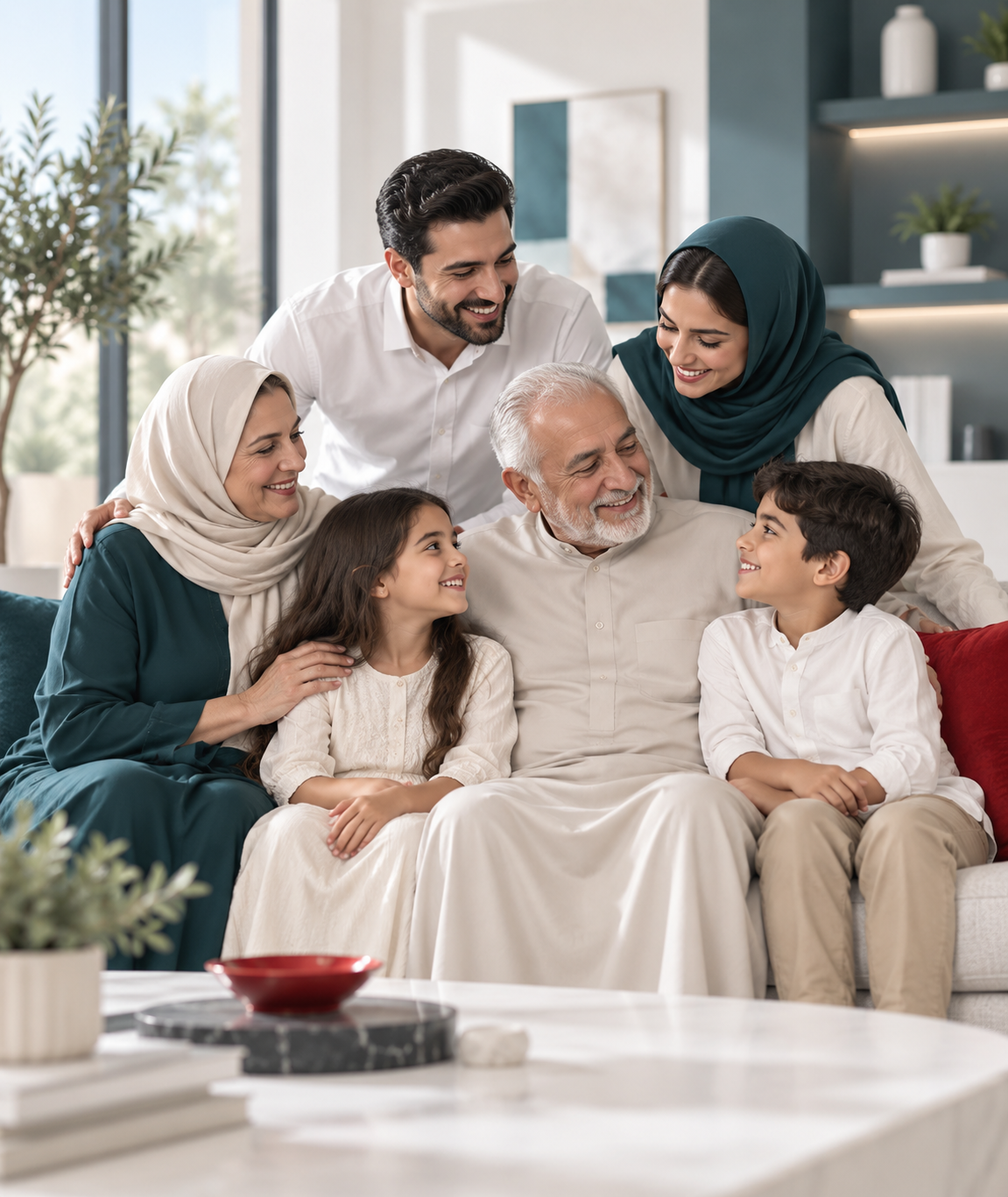 Iraqi family representing healthcare and wellbeing across generations